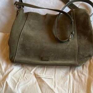 Frances Valentine Olive Suede Shoulder Bag